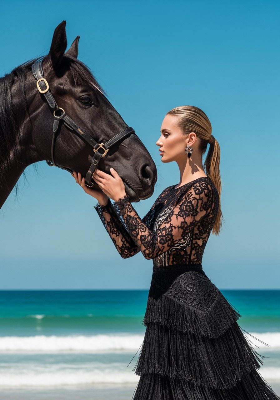 hyper-realistic, high-fashion photograph