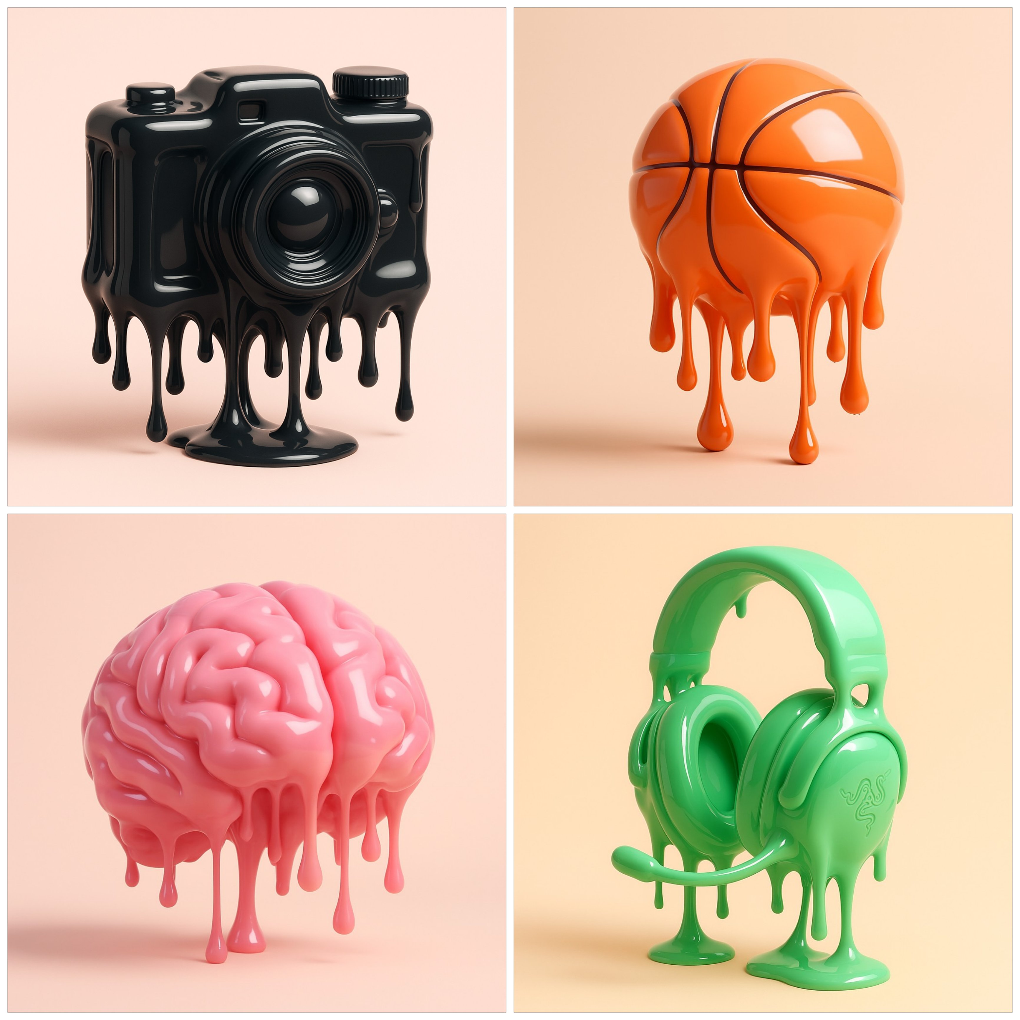 Glossy melting objects by ChatGPT