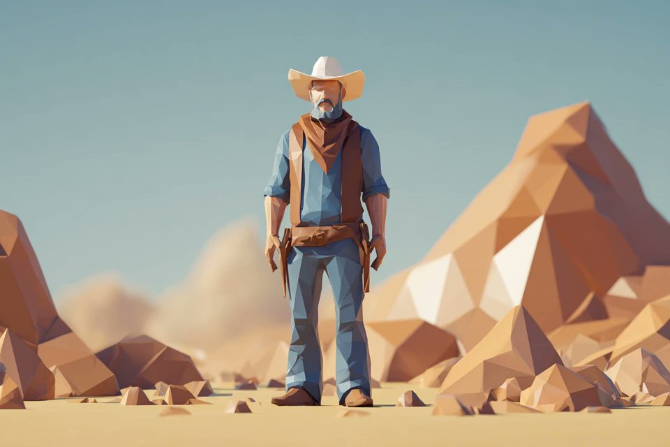 low-poly 3D render