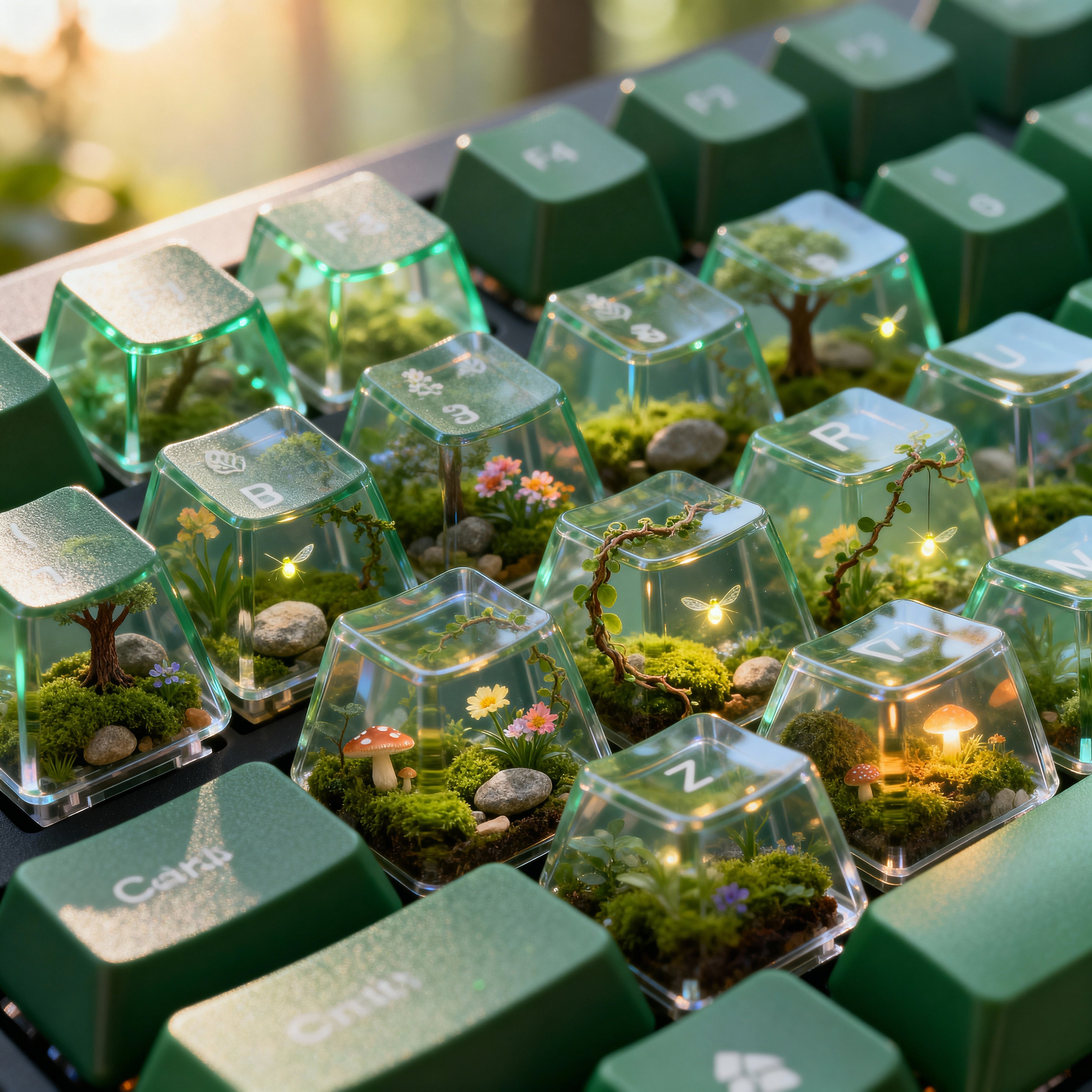 Keycaps on hyperealistic jangel look