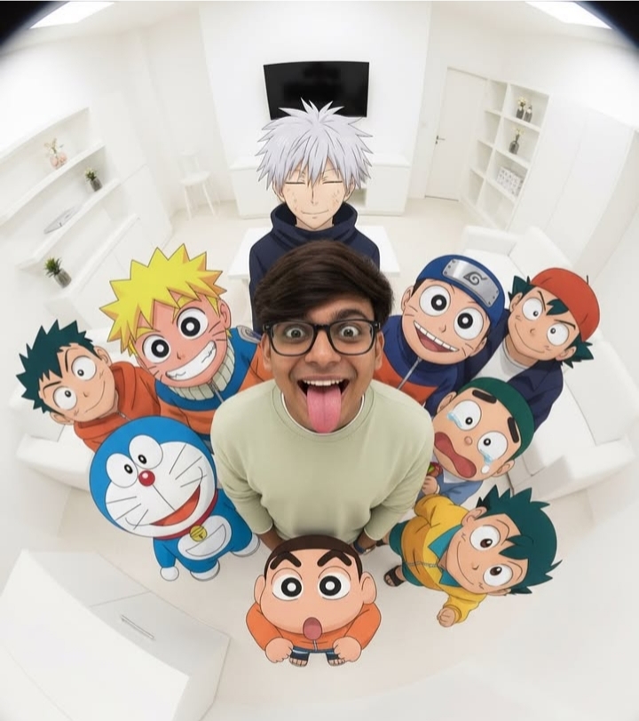 Man Surrounded by anime character 