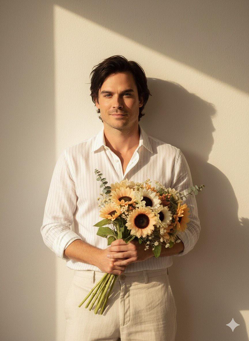 Photoshoot with flower on hand