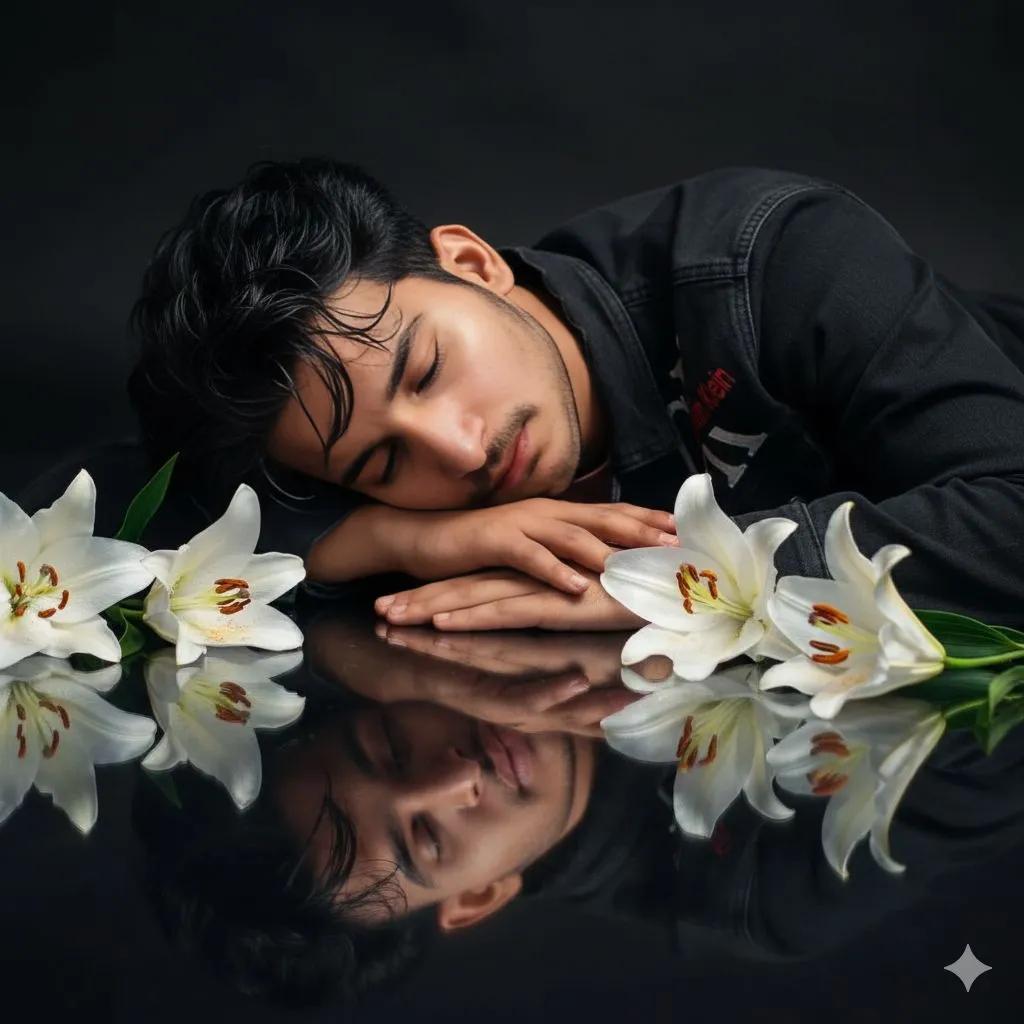 handsome man lying gracefully