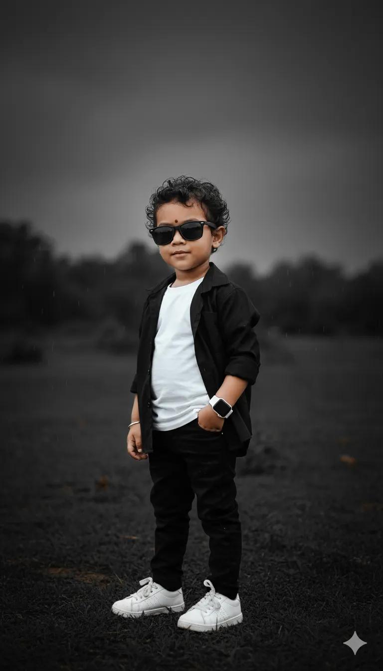 Ultra-realistic cinematic portrait of a 2-year-old boy