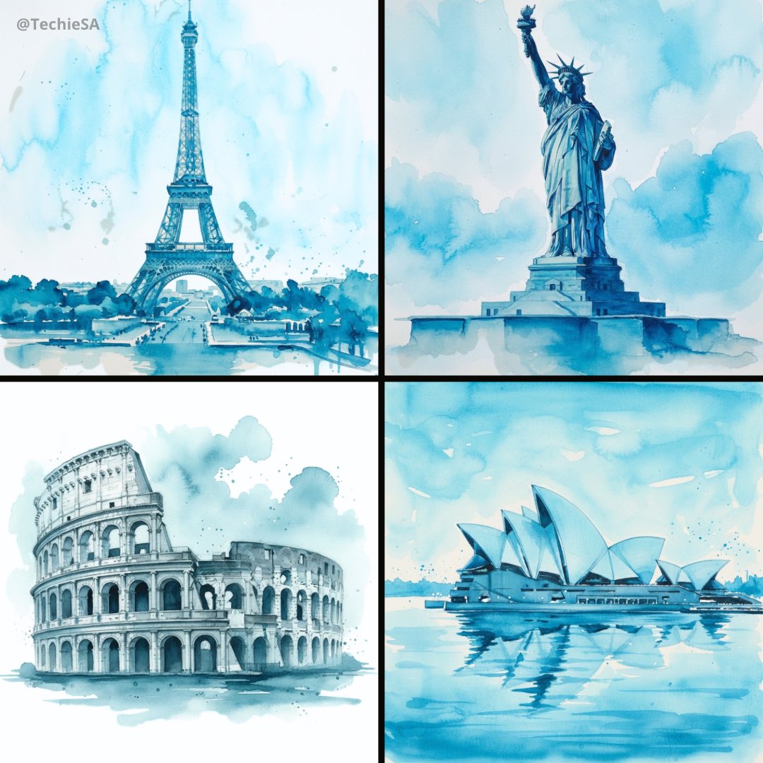 Ink Wash Landmarks