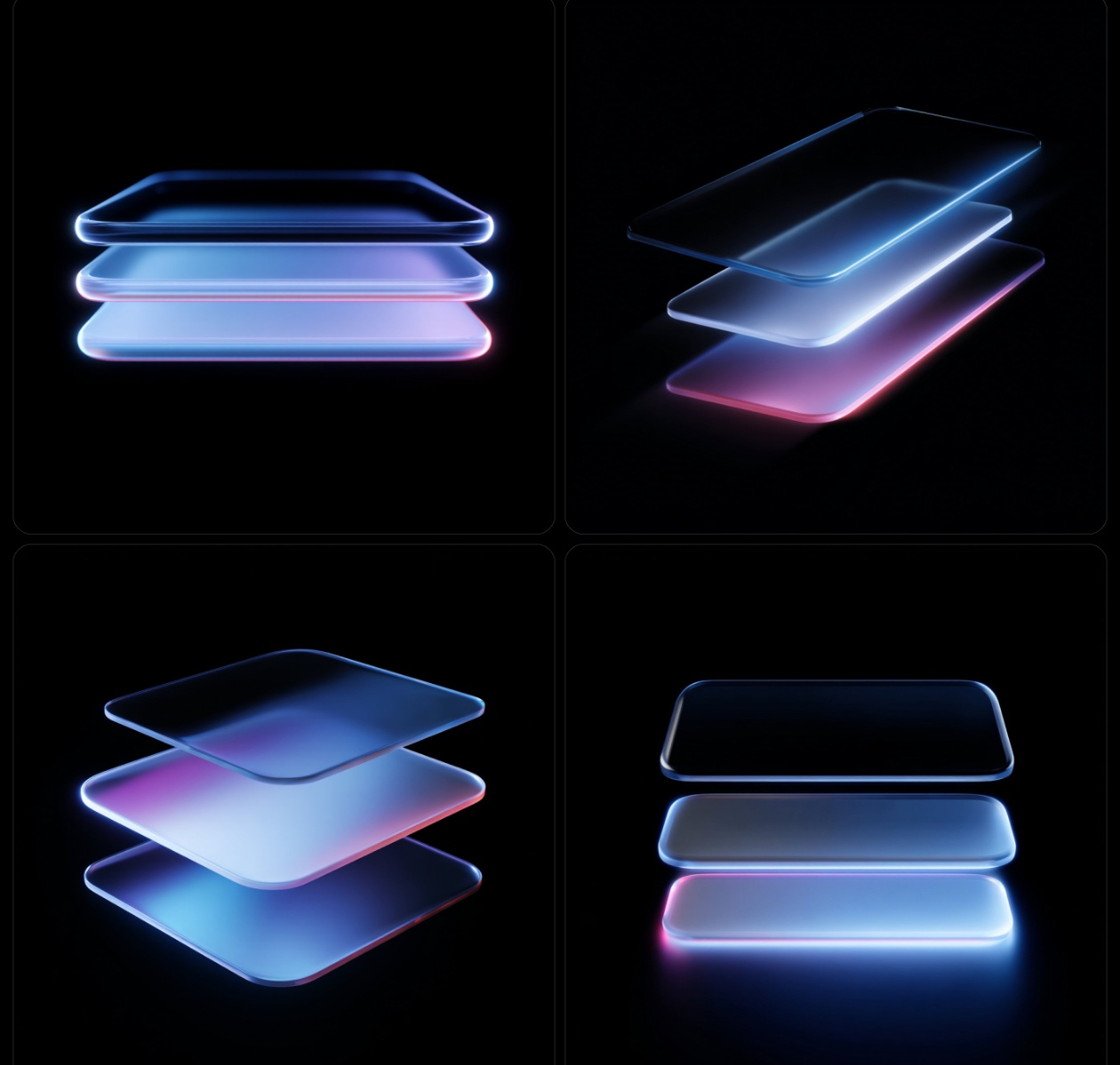 Three stacked vertically arranged